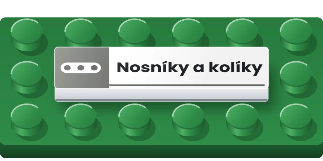 Štítek na třídění: nosníky a kolíky na LEGO dlaždici 1 × 4, ukázka karty