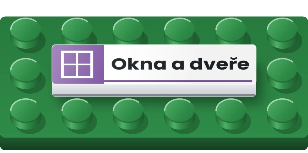 Štítek na třídění: okna a dveře na LEGO dlaždici 1 × 4, ukázka karty