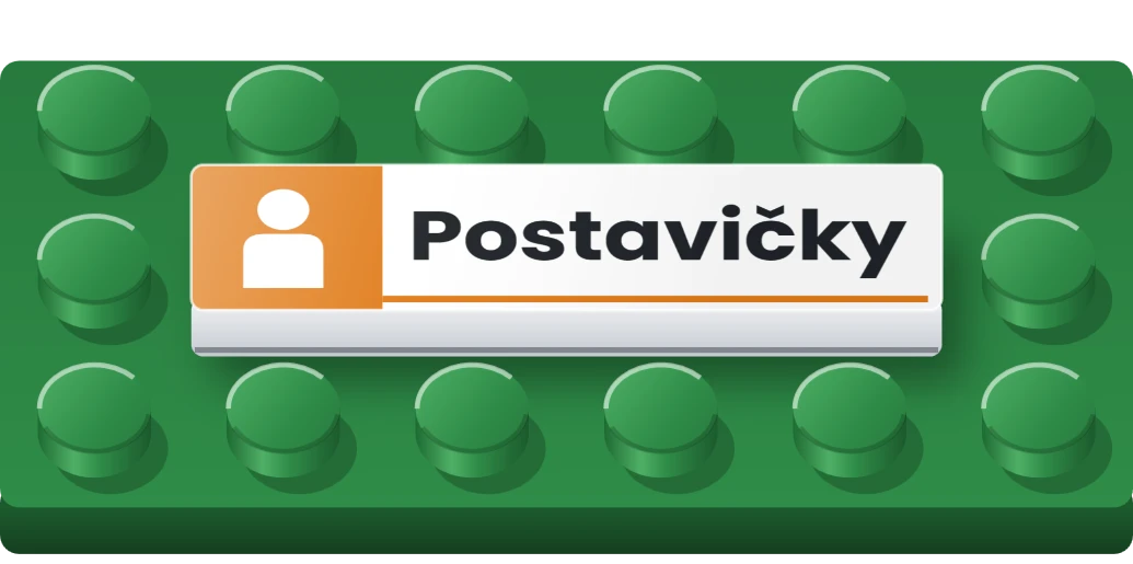 Štítek na třídění: postavičky na LEGO dlaždici 1 × 4, přední strana
