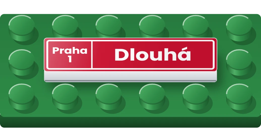 Pražská uliční cedule na LEGO dlaždici 1 × 4, ukázka karty
