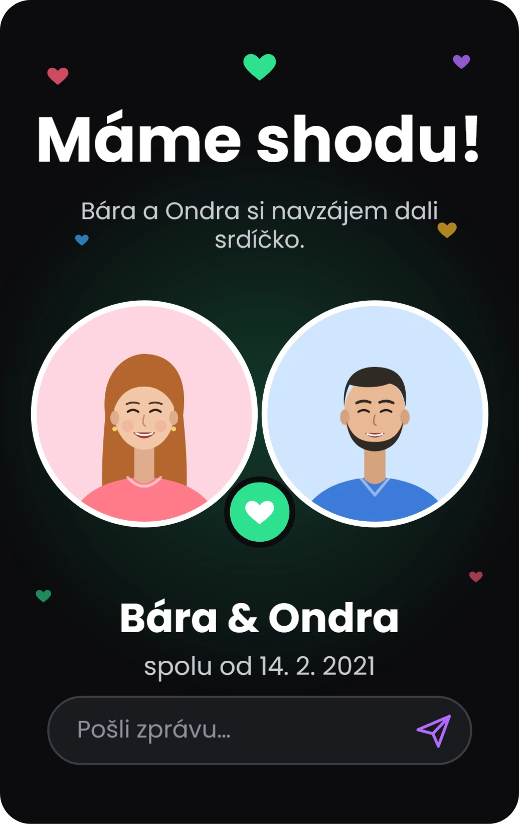 Máme shodu!, přední strana