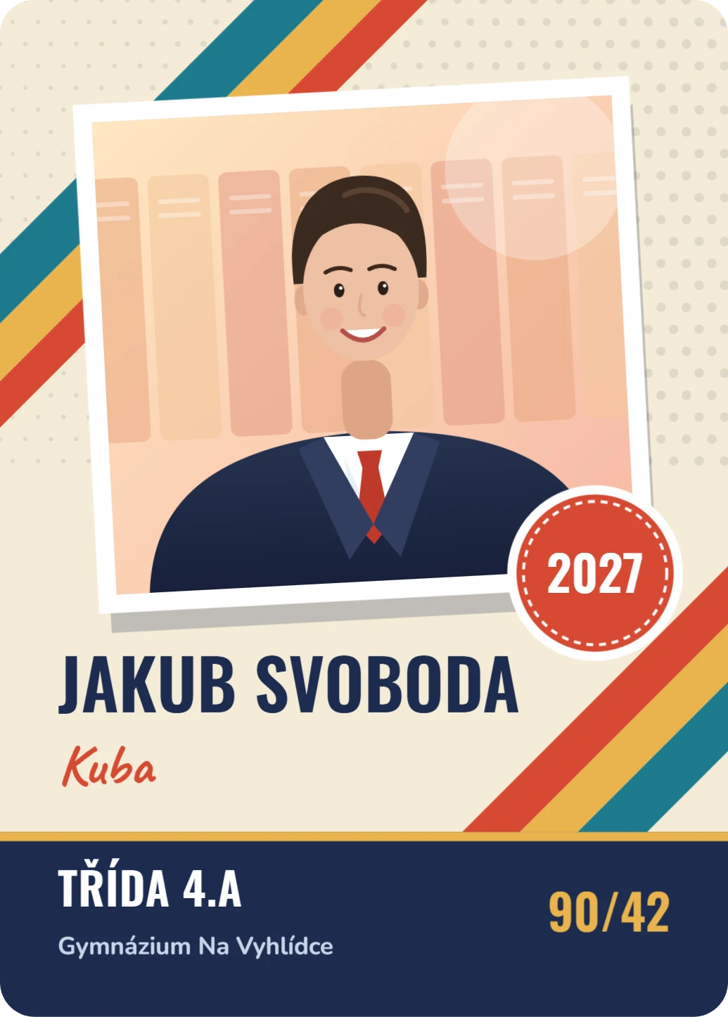 Maturitní sběratelka Retro, ukázka karty