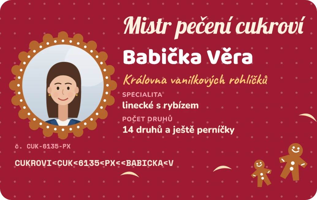 Mistr pečení cukroví, ukázka karty