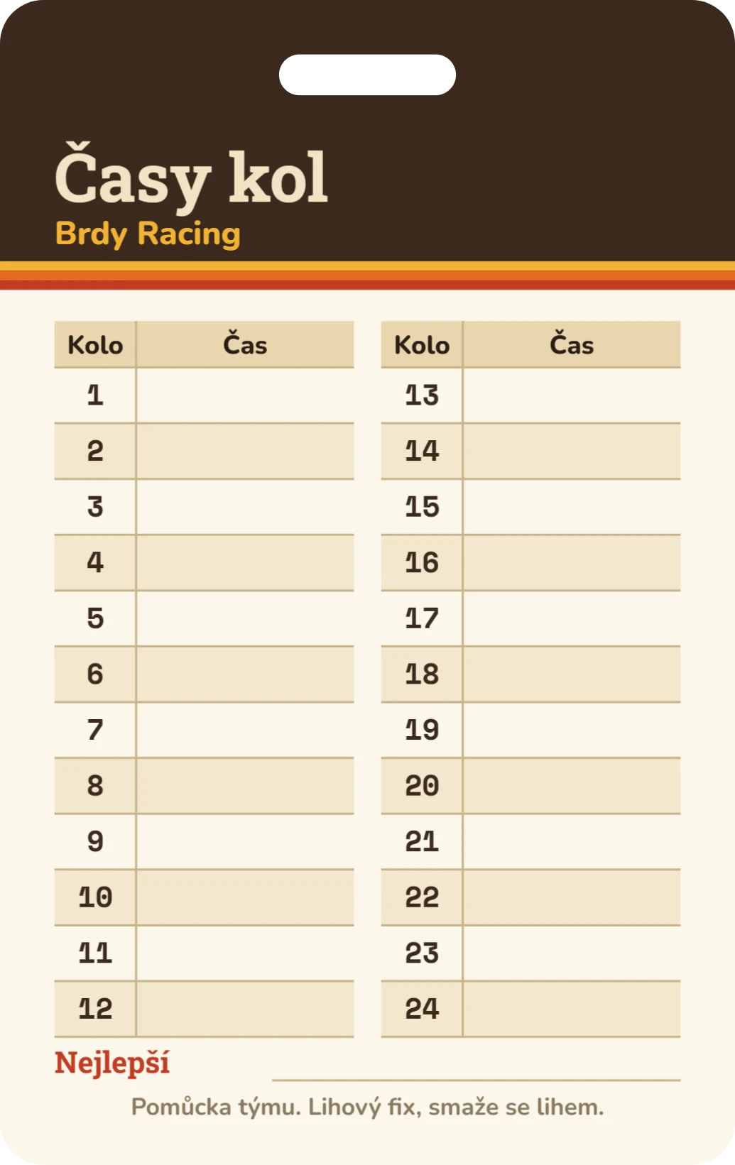 Tahák na krk: časy kol a stinty, ukázka karty