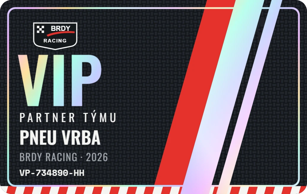 VIP partner týmu Okruh holo, ukázka karty