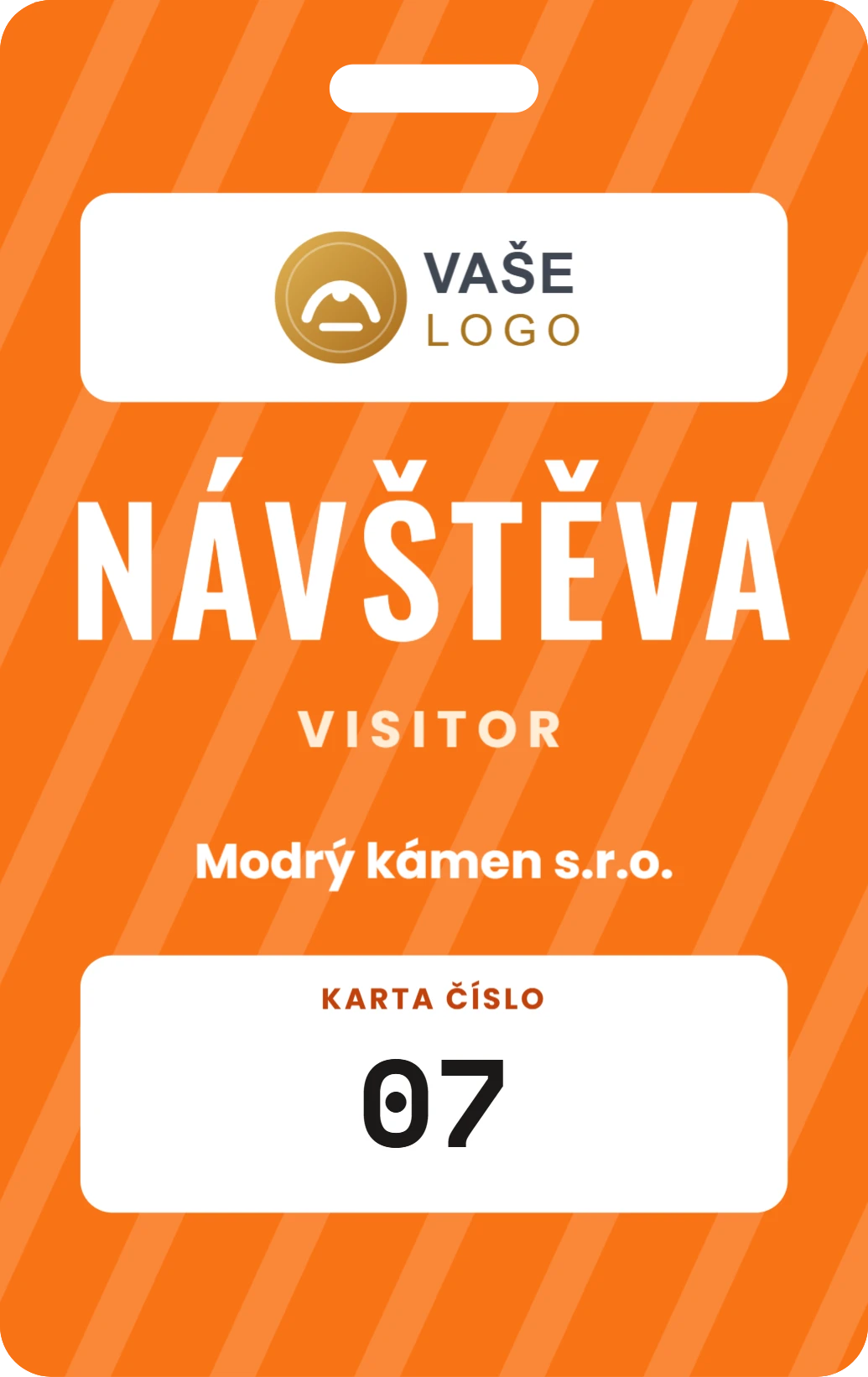 Návštěvnická karta na krk, ukázka karty