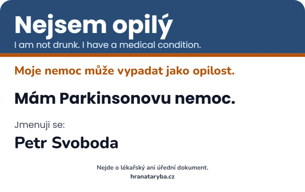 Nejsem opilý: karta do peněženky, ukázka karty
