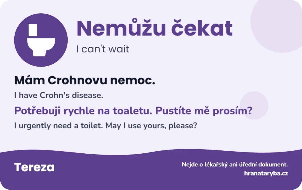 Nemůžu čekat: karta pro IBD, vlnky, ukázka karty
