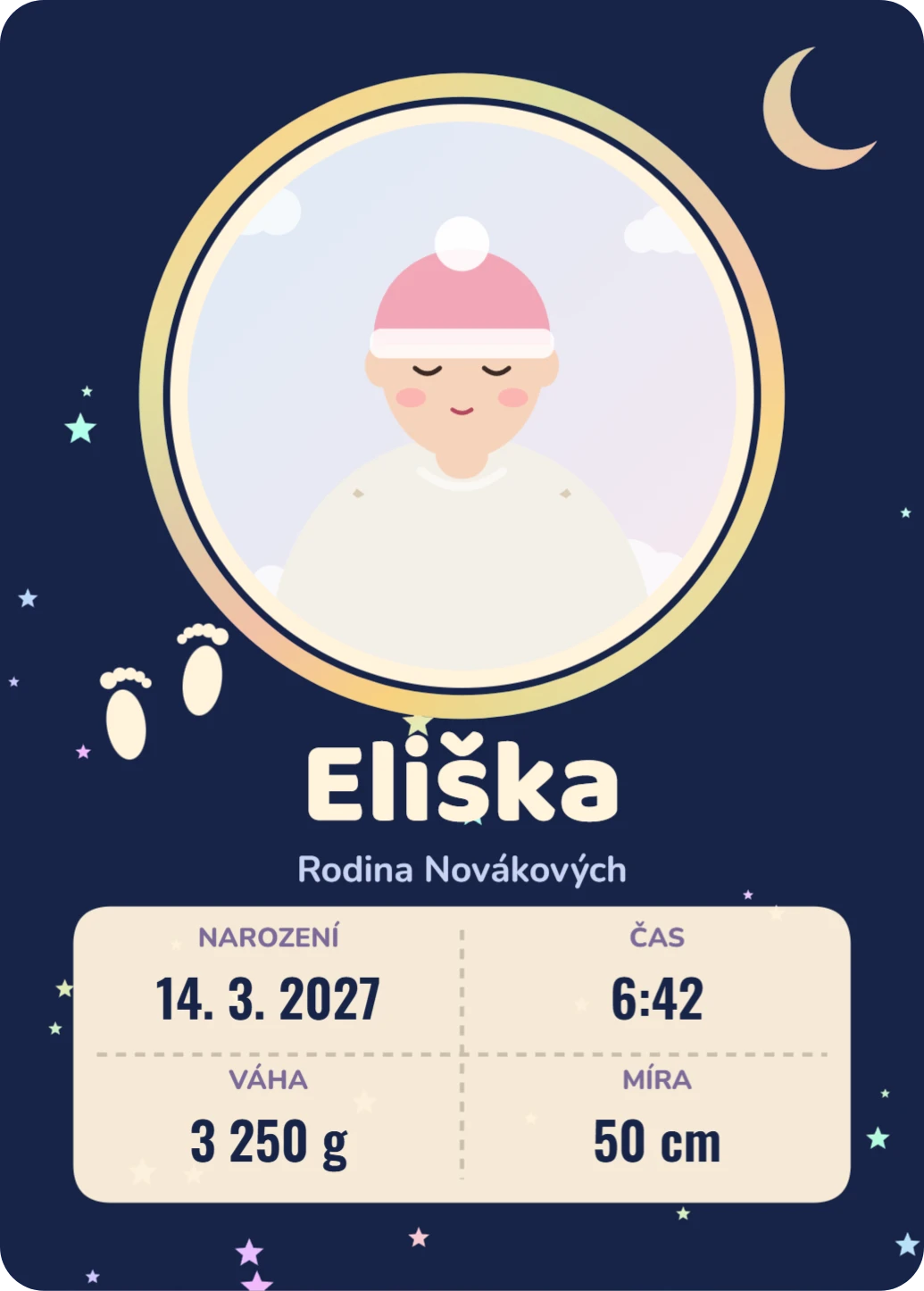 Nováček holo, ukázka karty