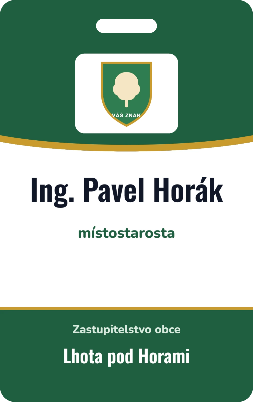 Jmenovka zastupitele na krk, ukázka karty
