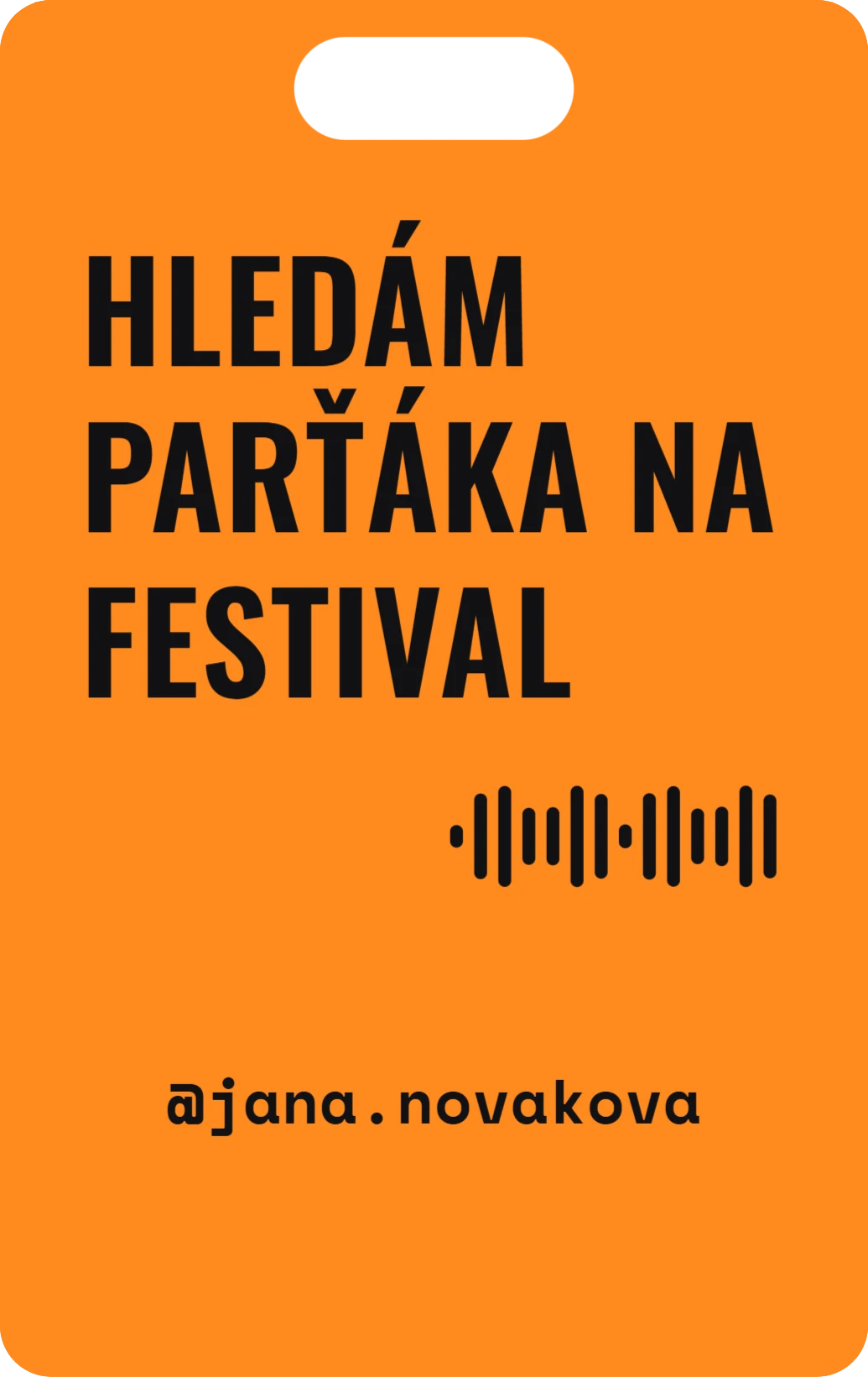 Parťák na festival, ukázka karty