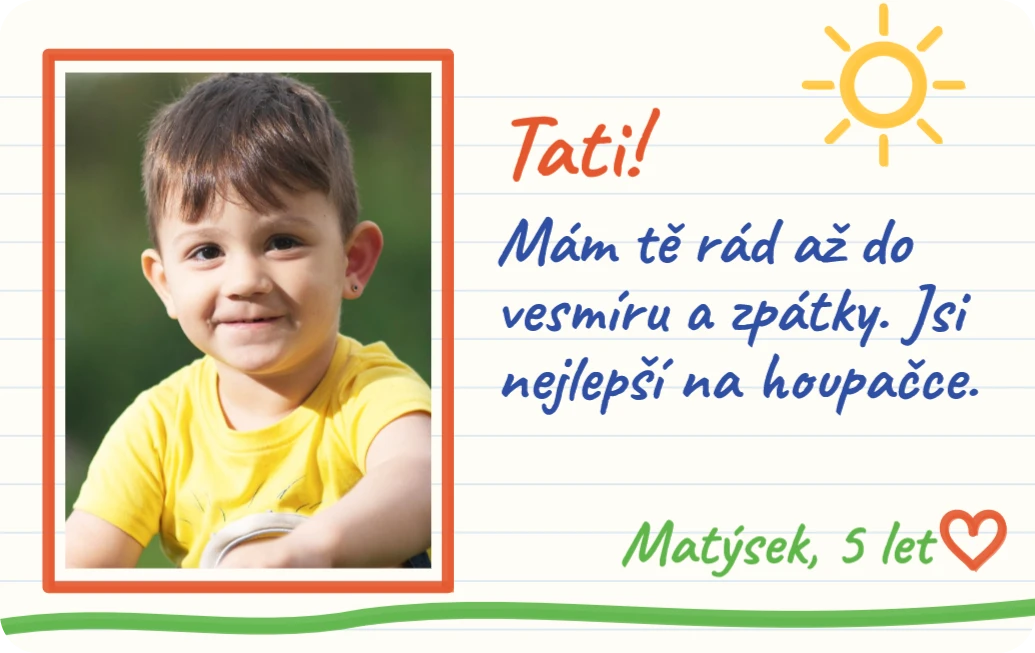 Vzkaz od dítěte, ukázka karty
