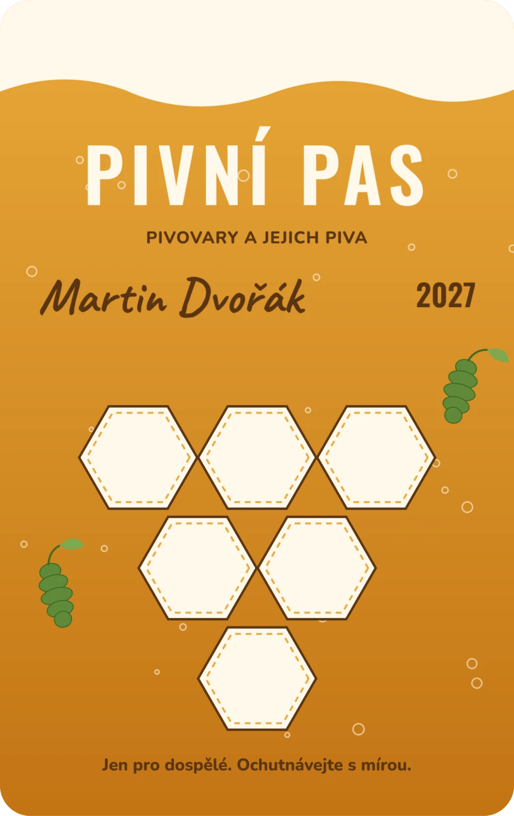 Pivní pas, ukázka karty