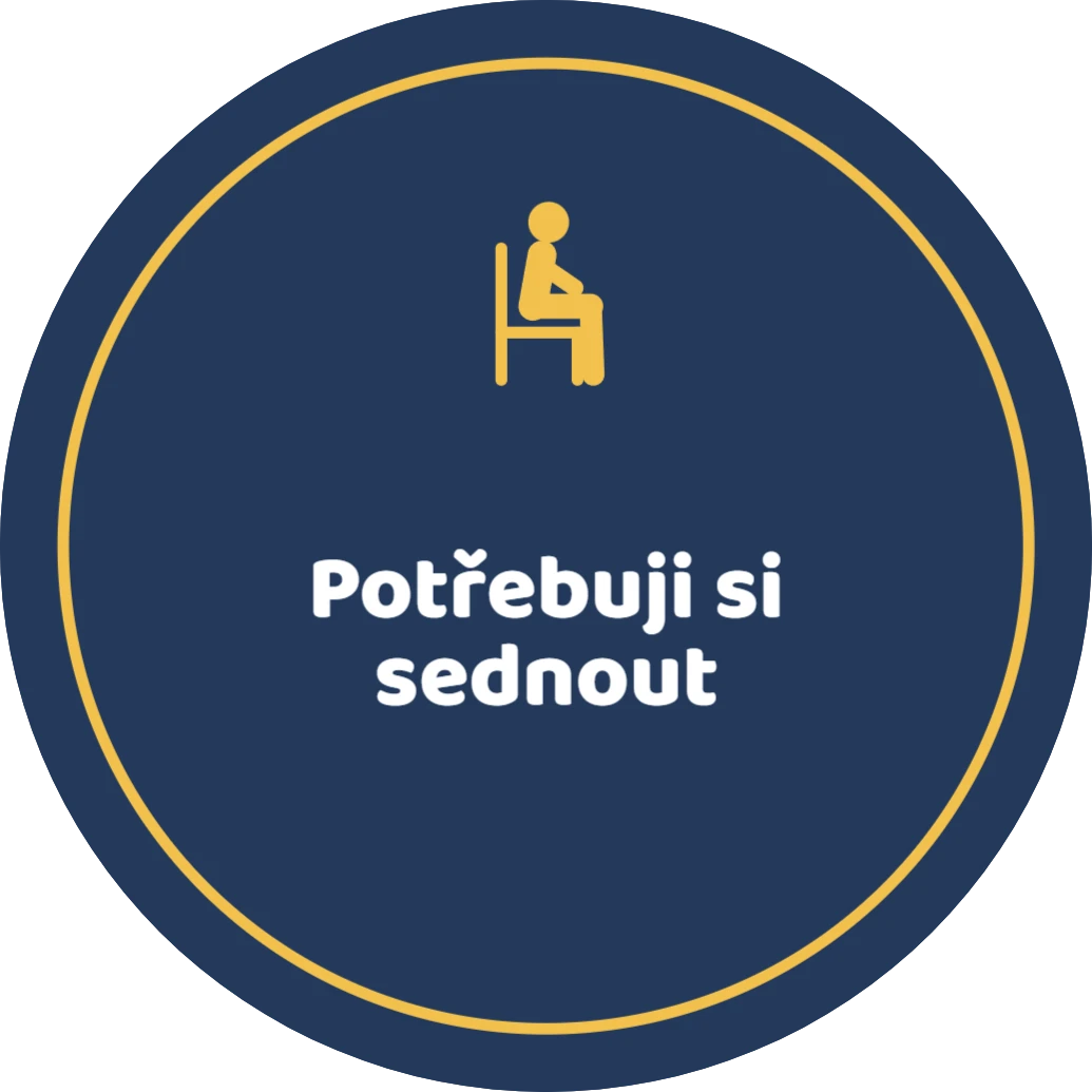 Malá placka Potřebuji si sednout, ukázka karty