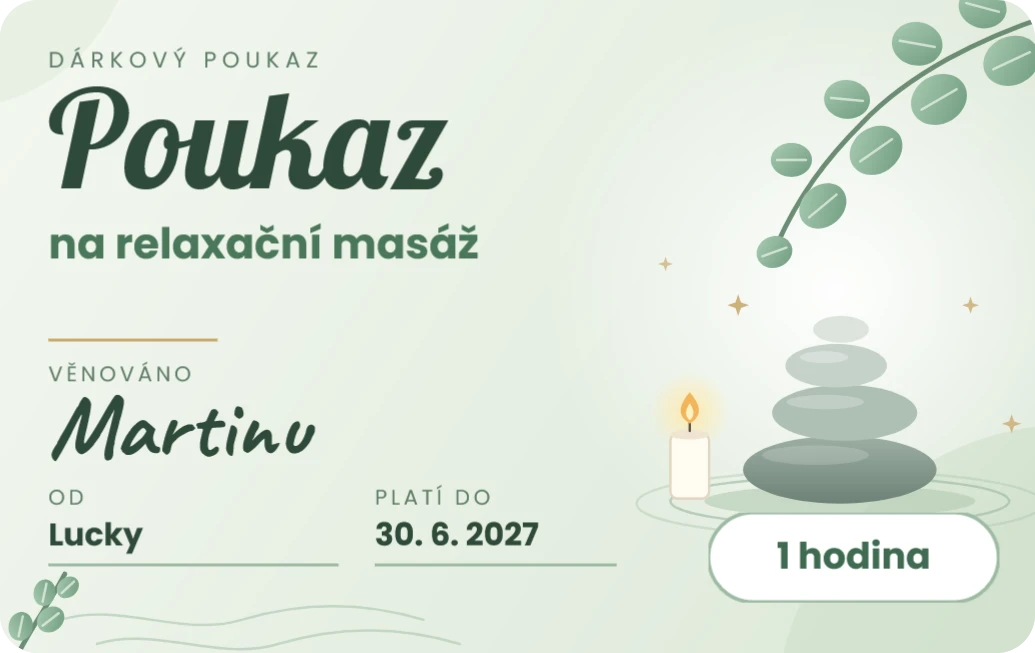 Poukaz na masáž, ukázka karty