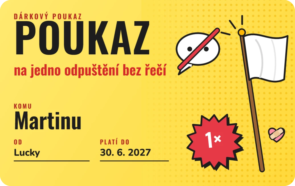 Poukaz na jedno odpuštění, ukázka karty