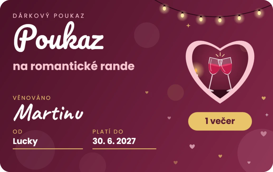 Poukaz na rande, ukázka karty