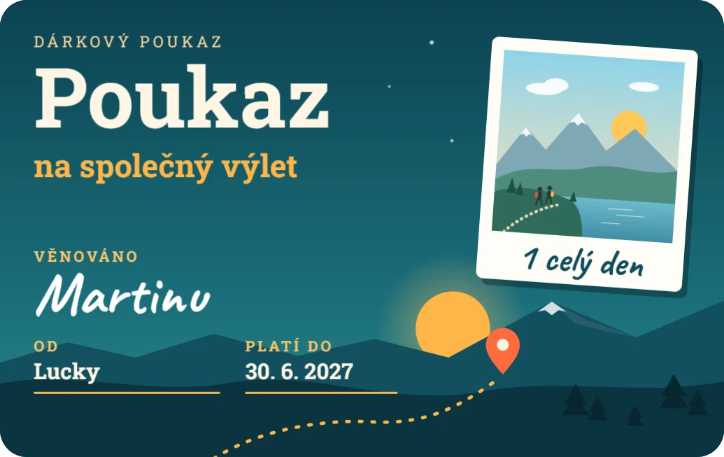 Poukaz na společný zážitek, ukázka karty