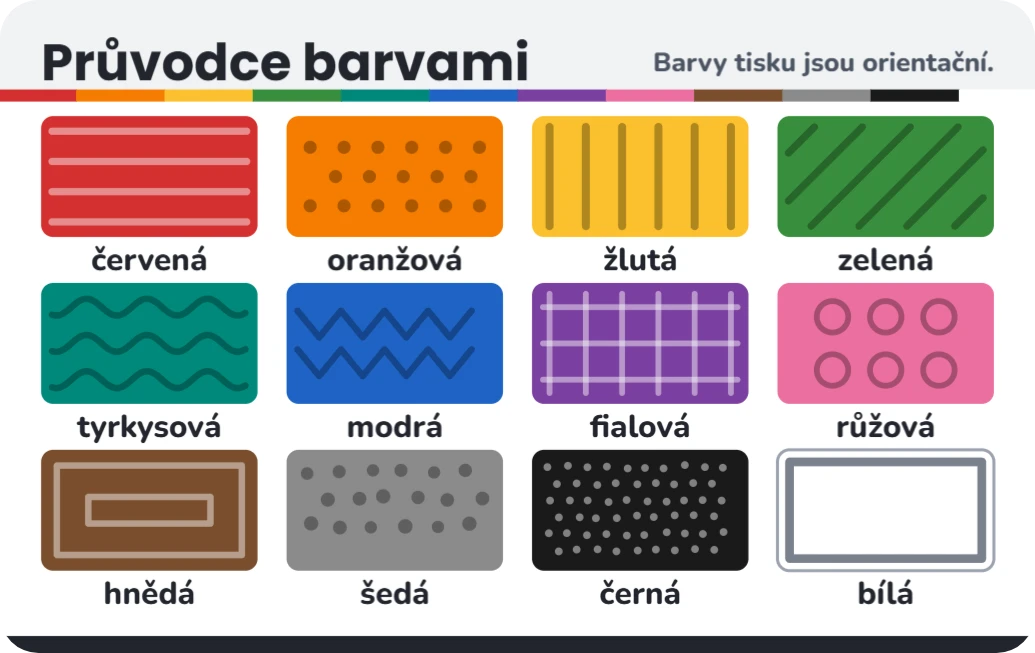 Průvodce barvami pro barvoslepé, ukázka karty