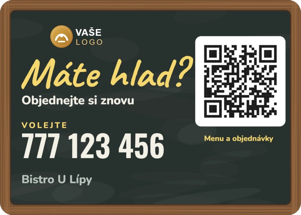 Magnetka na lednici: menu a rozvoz, řada Tabule, ukázka karty