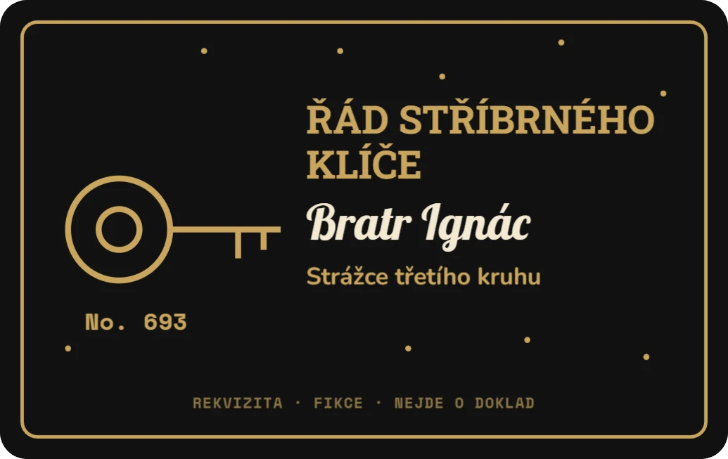 Členská karta tajného spolku, ukázka karty