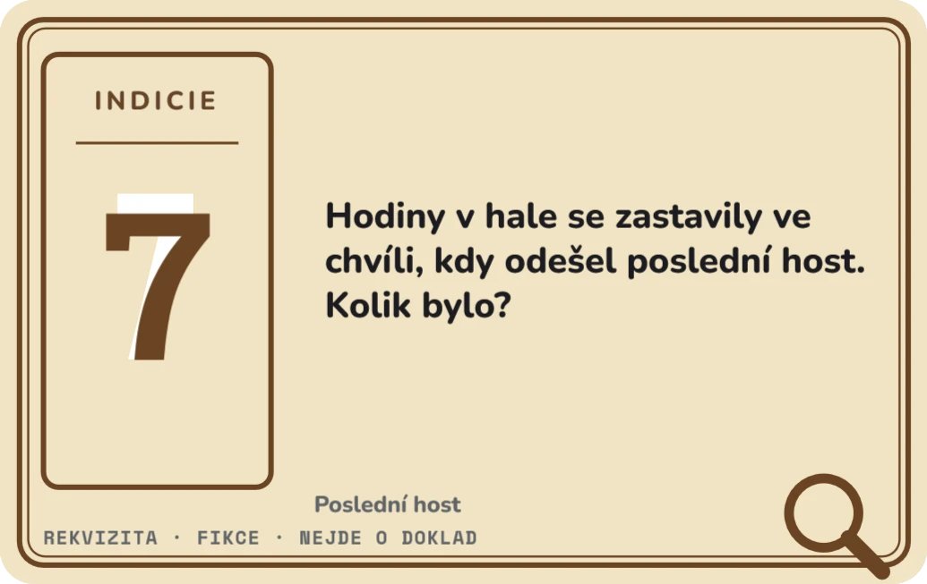 Úniková hra: karta s indicií, ukázka karty