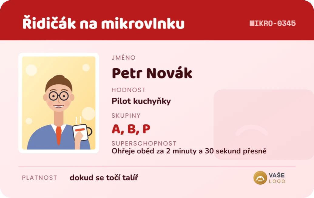 Řidičák na mikrovlnku, ukázka karty