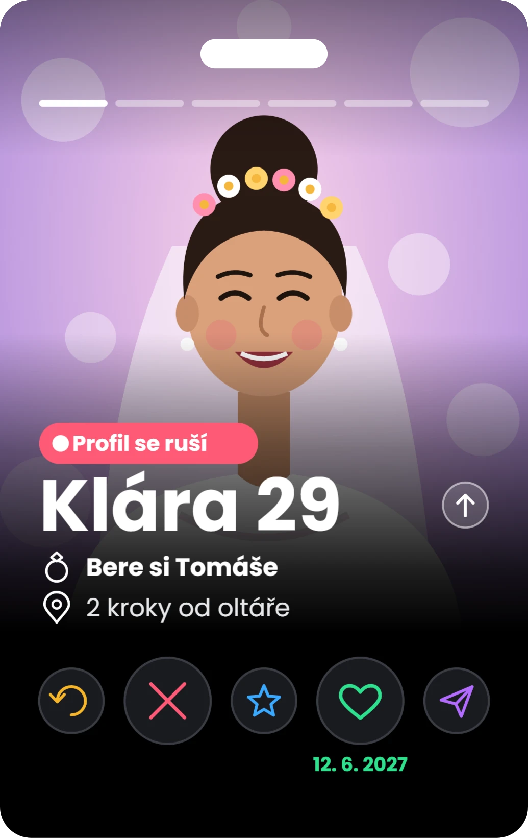 Poslední swipe na rozlučku, ukázka karty