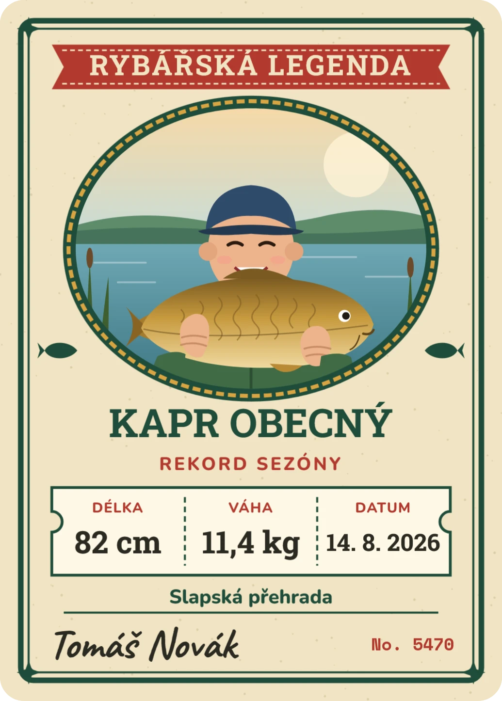 Rybářská legenda (retro), ukázka karty