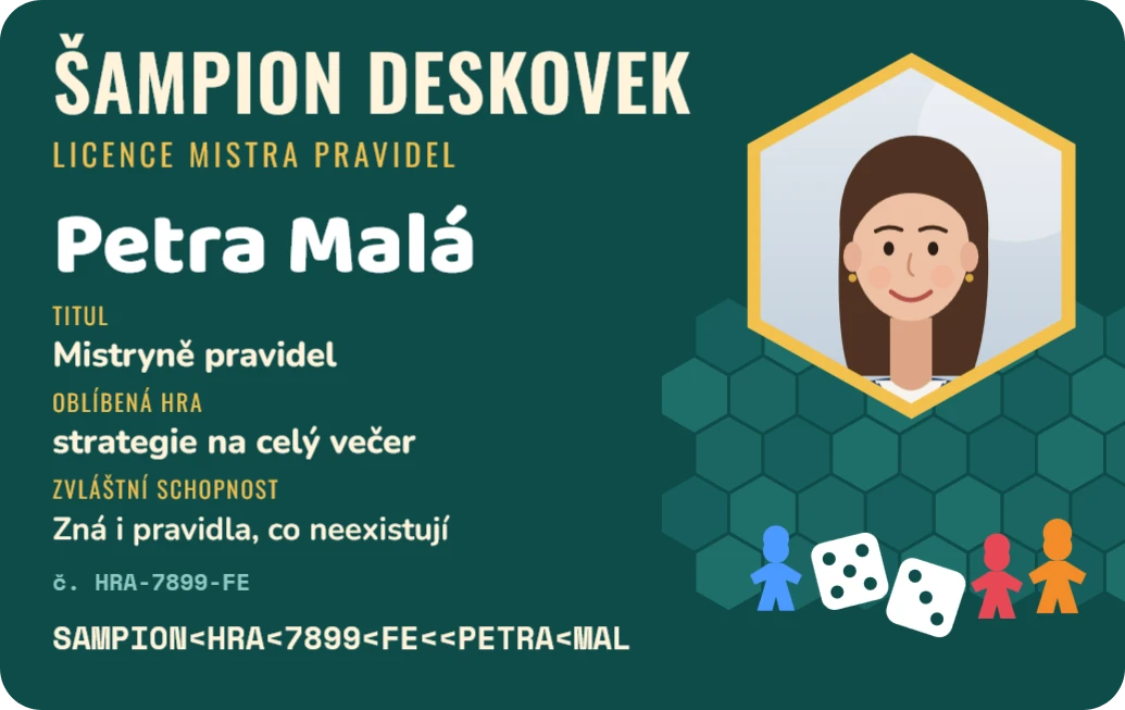 Šampion deskovek, mistr pravidel, ukázka karty