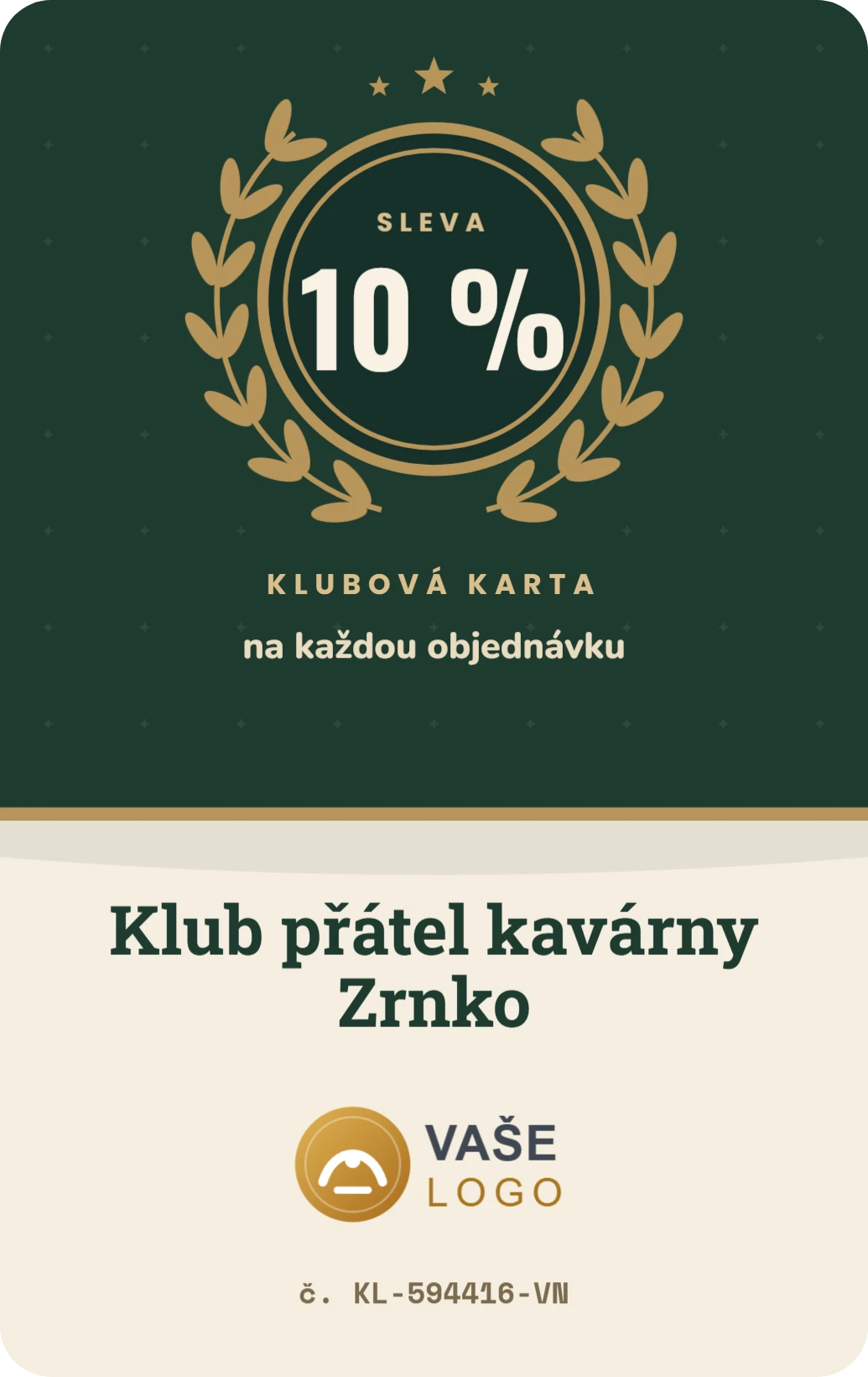 Klubová karta se slevou, ukázka karty