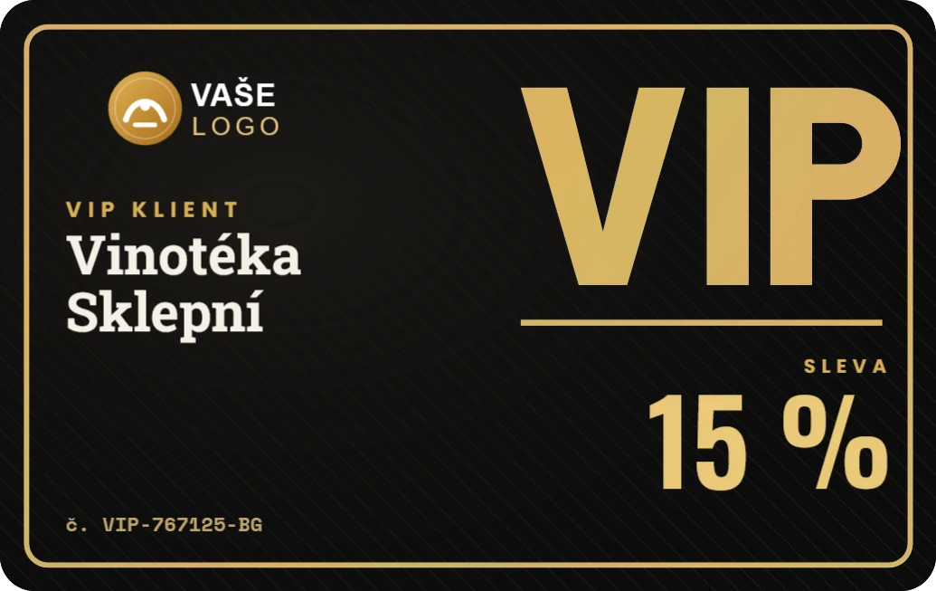 VIP karta černá se zlatým holo, ukázka karty