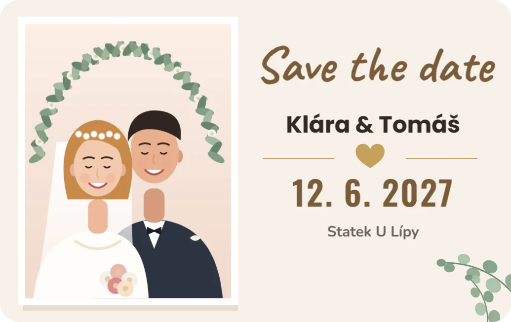 Save the date s fotkou, ukázka karty