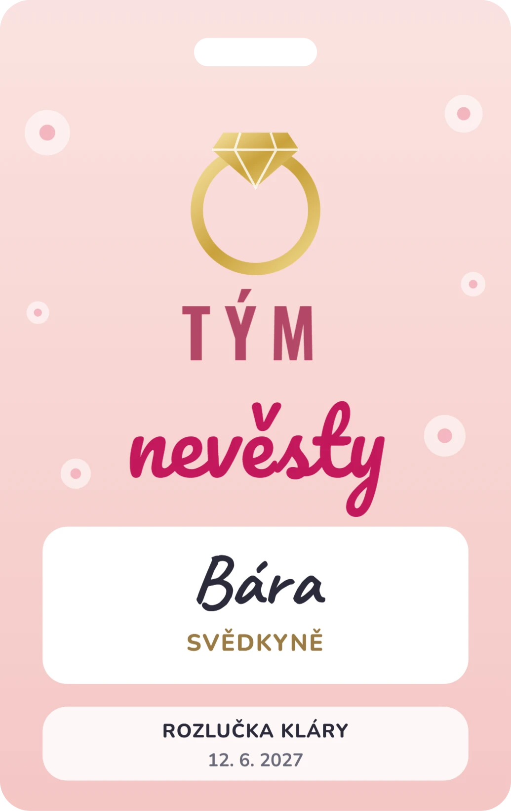 Tým nevěsty a Tým ženicha, ukázka karty