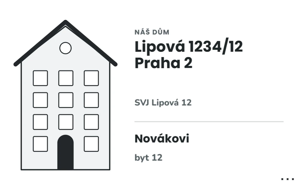 Karta domu pro každý byt, ukázka karty