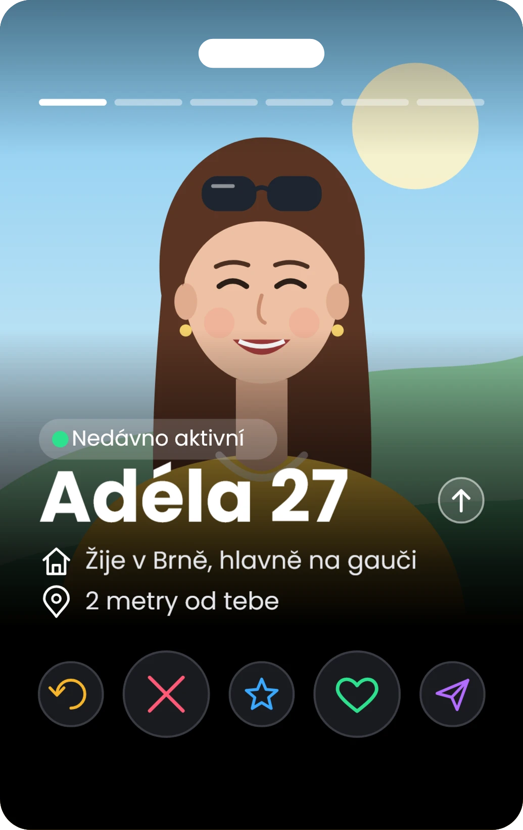 Swipe profil na krk, přední strana