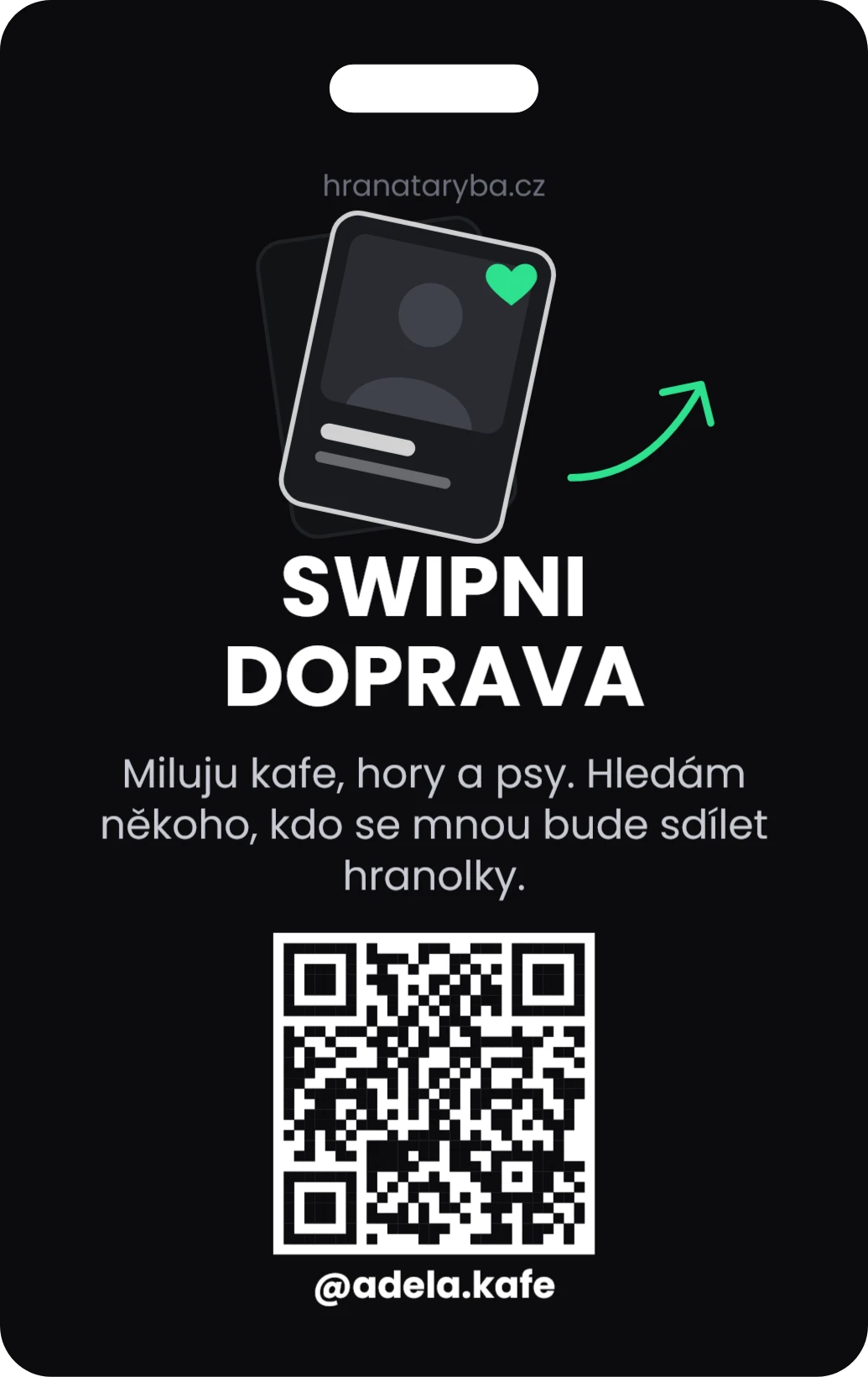 Swipe profil na krk, zadní strana