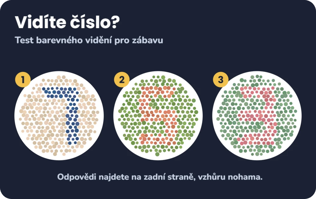 Test barvocitu pro zábavu, ukázka karty
