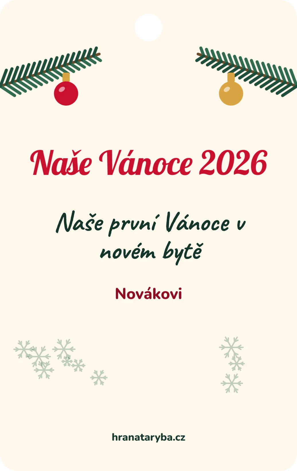 Vánoční ozdoba s fotkou, zadní strana