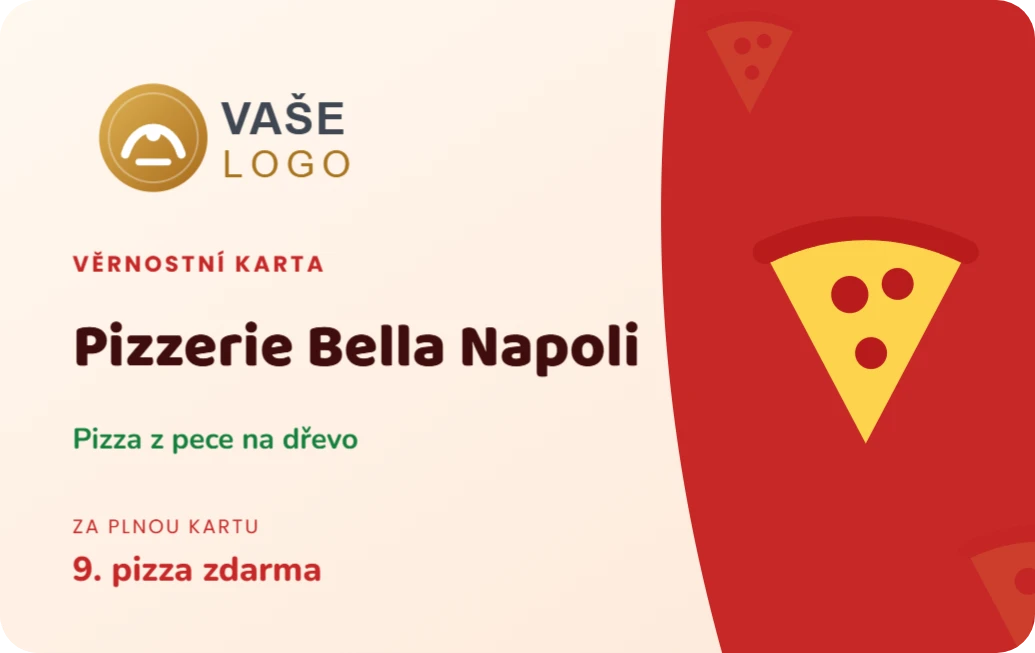 Věrnostní karta pizzerie, ukázka karty