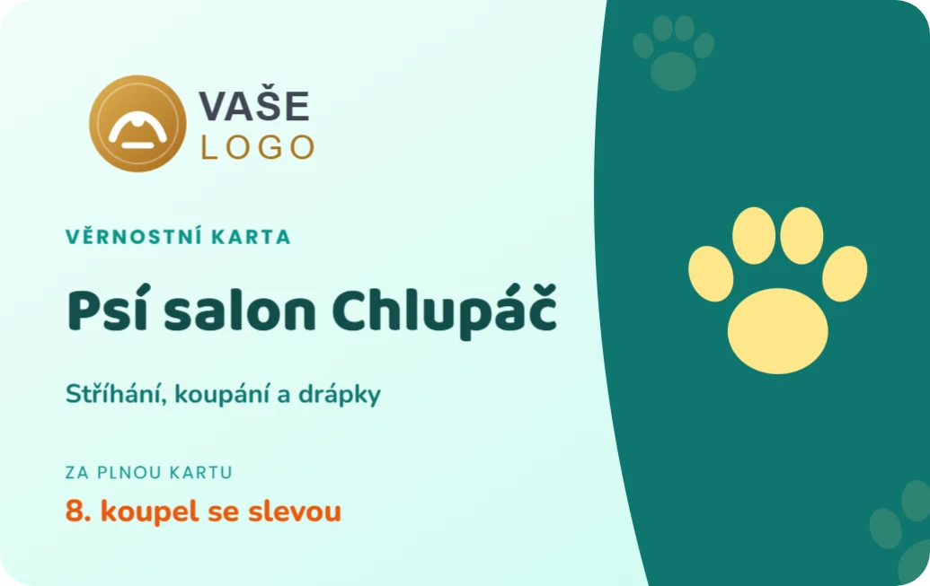 Věrnostní karta psího salonu a pet shopu, ukázka karty