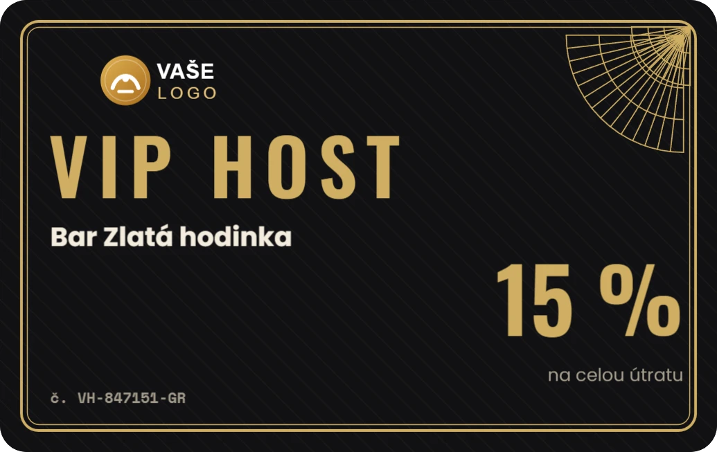 VIP karta hosta pro bar, ukázka karty