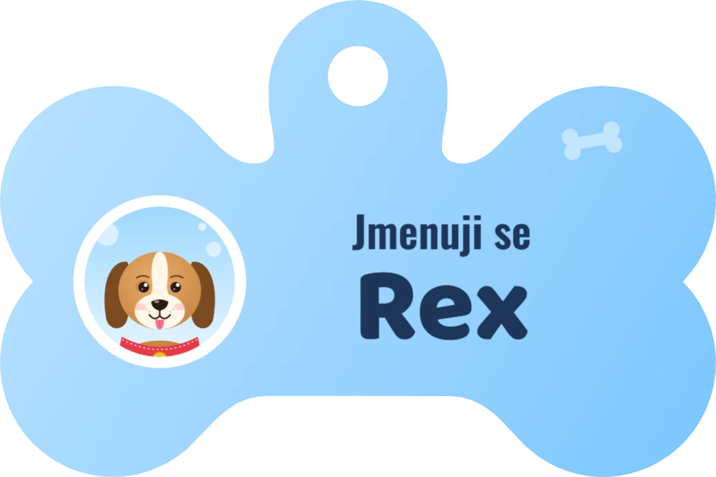 Známka kost „Jmenuji se Rex“, ukázka karty
